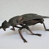 Zoomorphic ashtray fly metal patinated vintage