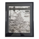 Vintage silver print of a snowy landscape with a dog, framed 32x39 cm.
