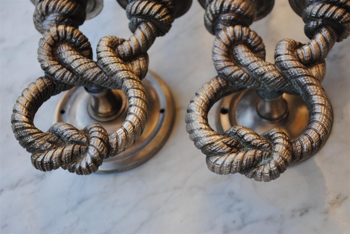 Set of 4 wall ropes tied in bronze silver 1940