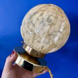 Beautiful table lamp, vintage Art Deco glass globe from Clichy in pink. Diameter