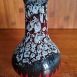 Petit vase vintage flammé rouge et gris