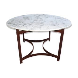 Table in steel and marble around 1970