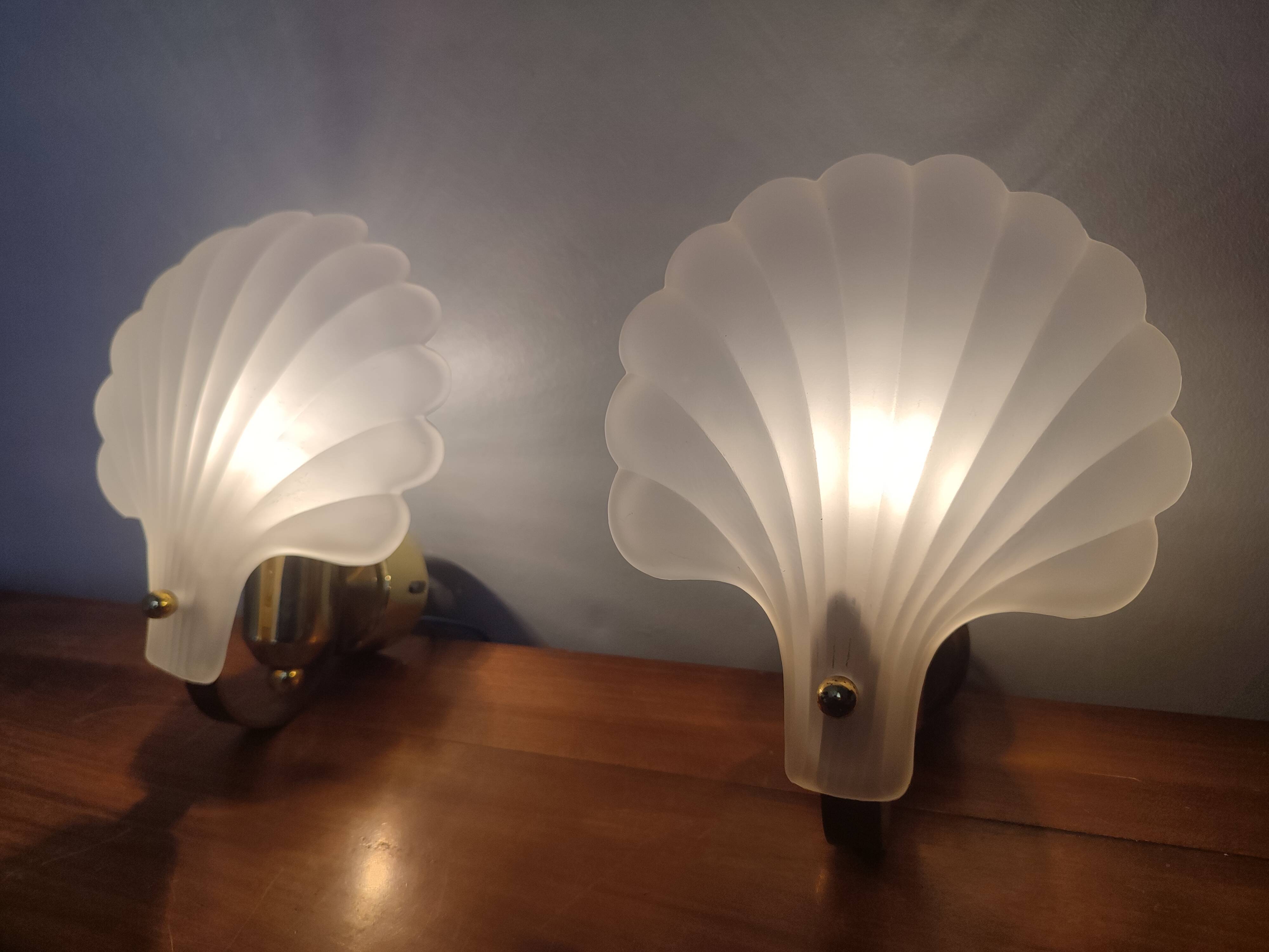 Vintage frosted glass shell wall sconces