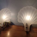 Vintage frosted glass shell wall sconces