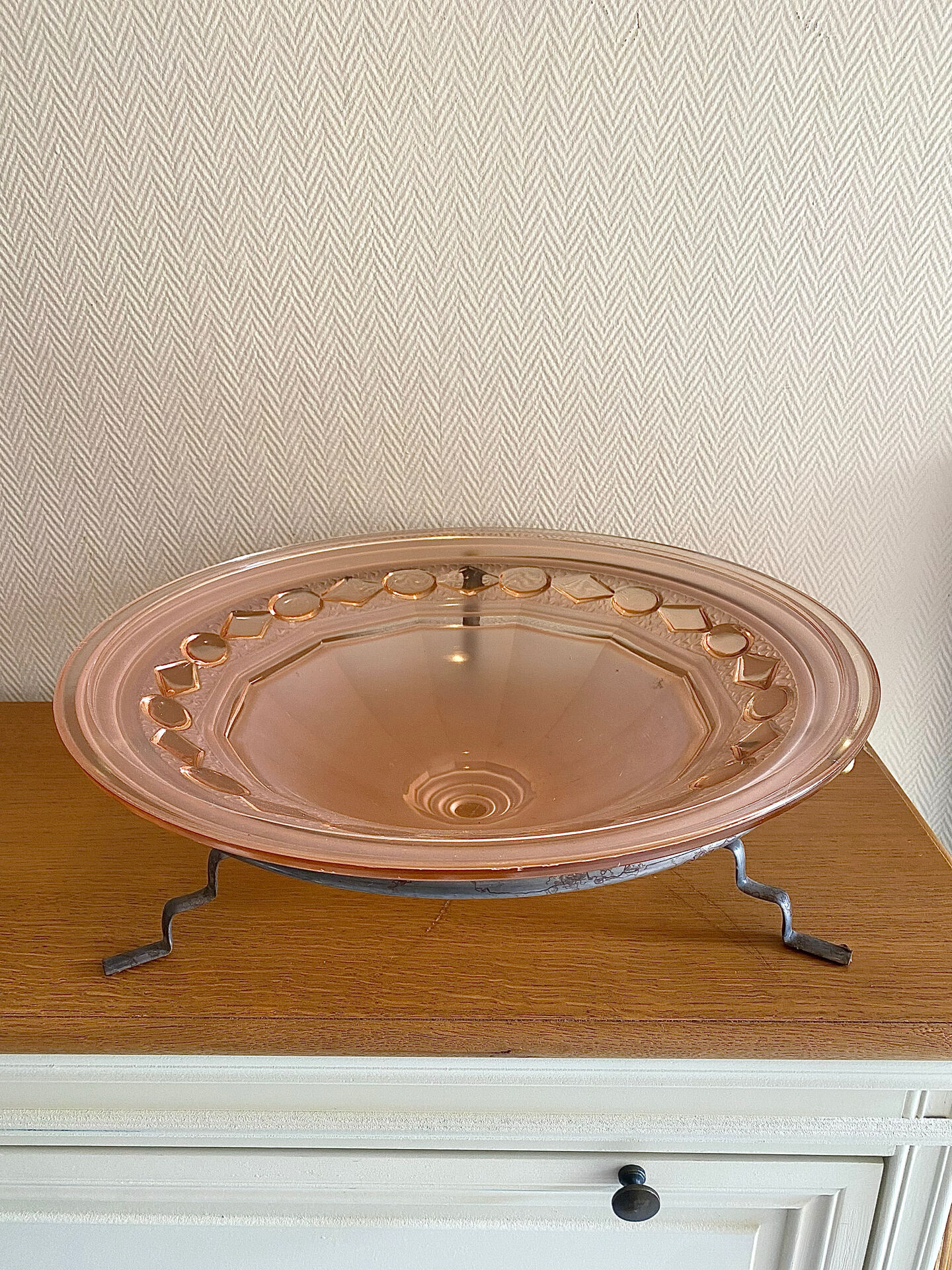 Large Art Deco bowl on a metal stand