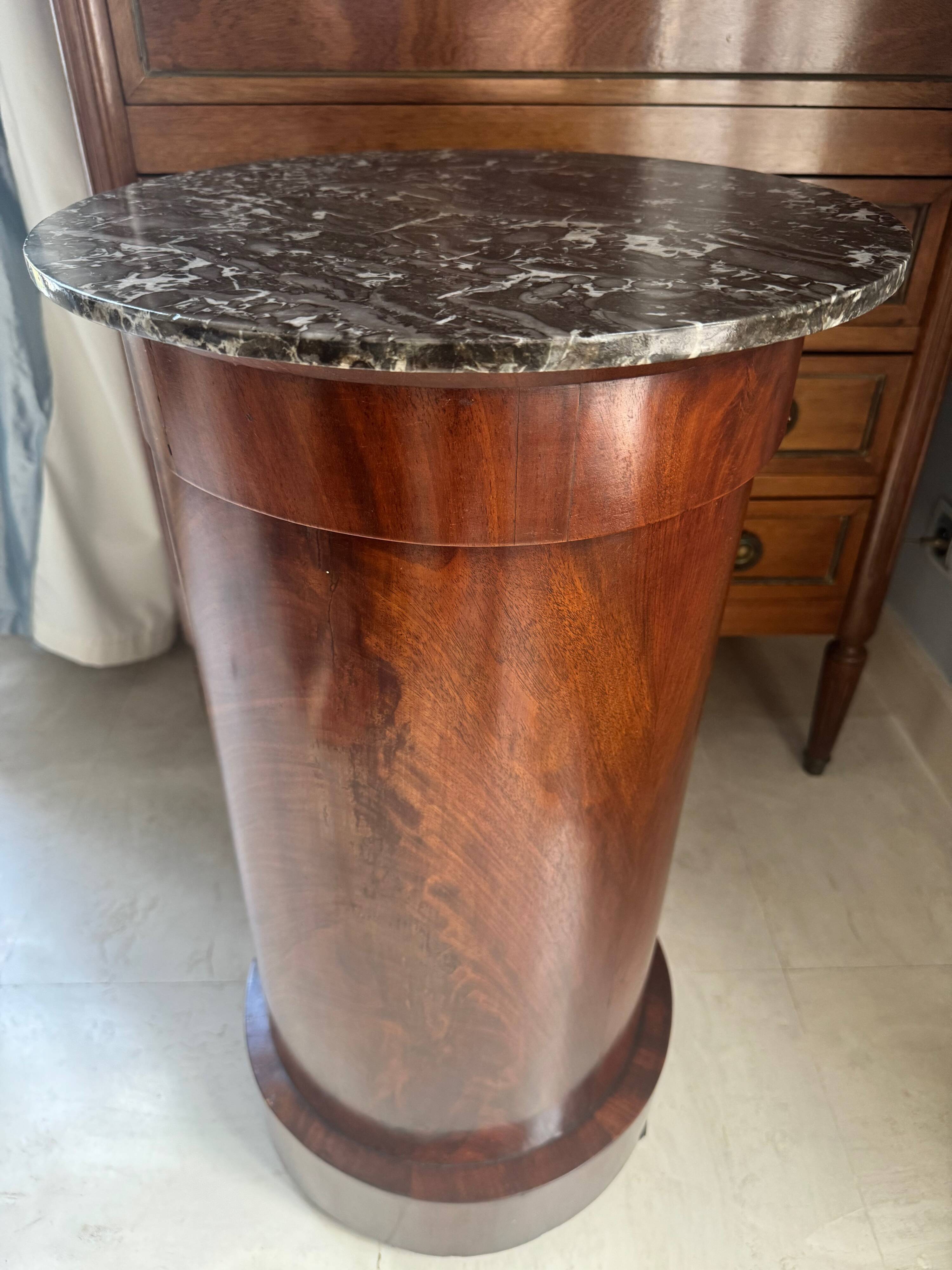 Somno Epoque Empire - Beautiful flamed mahogany - Original grey Sainte-Anne marble