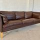 MID CENTURY VINTAGE DANISH MOGENS HANSEN 3 PERSON SOFA IN COCO BROWN LEATHE