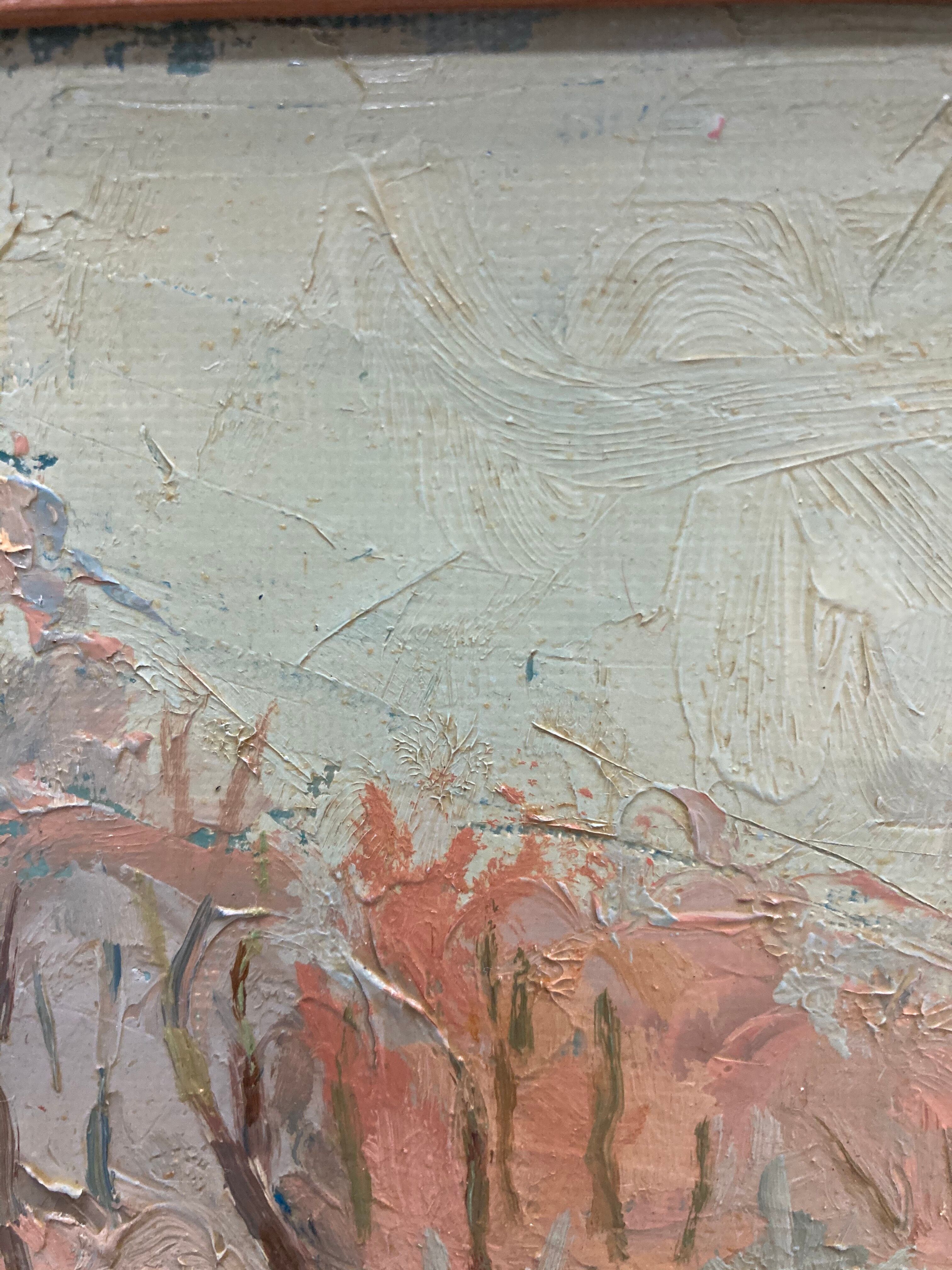 Oil on framed cardboard