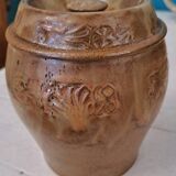 Enamelled stoneware pot signed Denbac