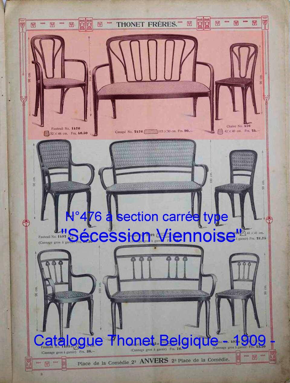 Set de 4 chaises Thonet N°623, vers 1915 état d'origine, 1915