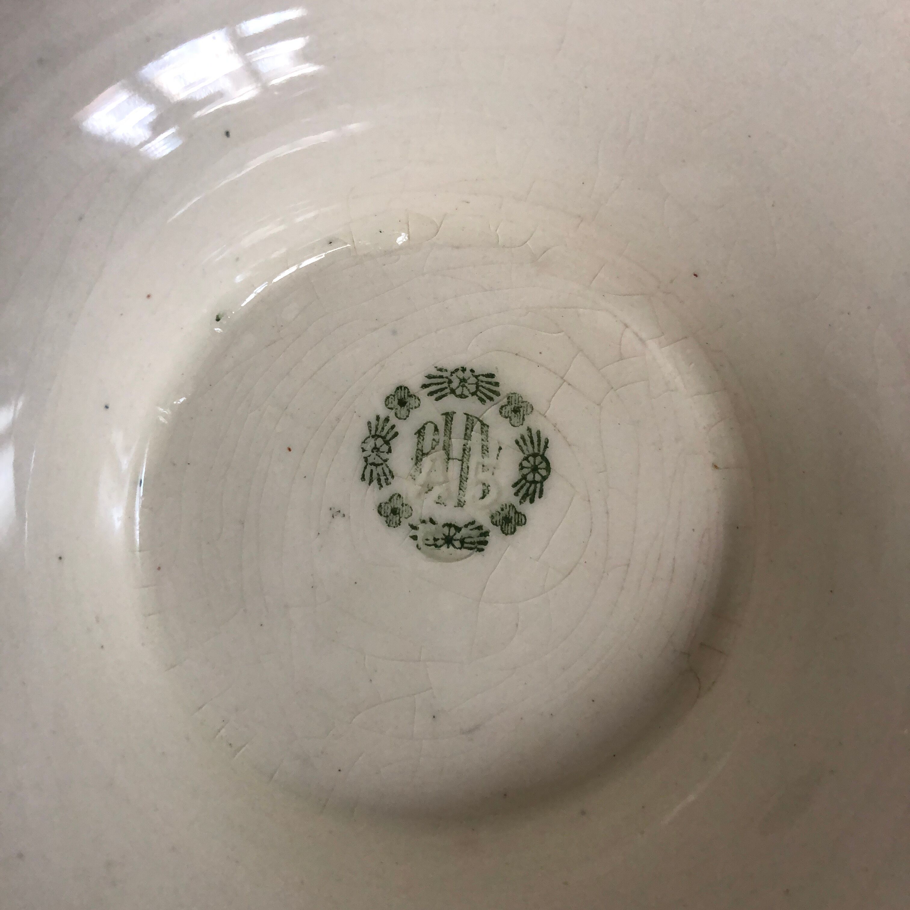 Dish on piedouche earthenware, vintage BHV crockery