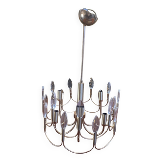Brass and glass chandelier by Gaetano Sciolari