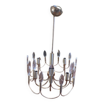 Brass and glass chandelier by Gaetano Sciolari