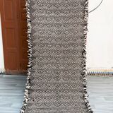 Zanafi Runner Rug, Handmade Moroccan Rug, Flat Berber Wool Runner, Geometric Rug