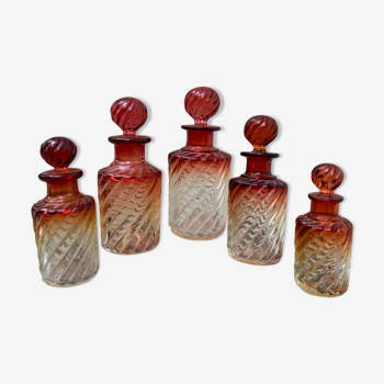 Lot of 5 baccarat bamboo model bottles in very good condition