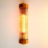 Cylindrical wall light with streaked glass and brass