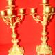 pair of gilded bronze candlesticks with 4 candle holders in "Louis XVI" style, 19th century