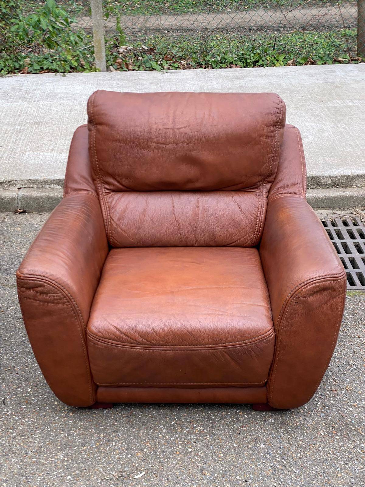 2 vintage burgundy brown leather sofas