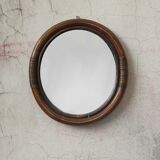 Miroir en bambou ovale, 60's.