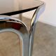 Table ronde vintage tubulaire en métal et verre fumé design année 70