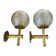 Pair of neoclassical wall sconces in twisted brass and ribbed glass.