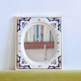 Hand painted ceramic mirror from Desvres
