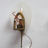 1950S leaf shaped brass and acrylic wall sconces