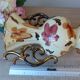 Vintage vase from Belgium signed – 1950s ceramic, decorated with coloured leaves.