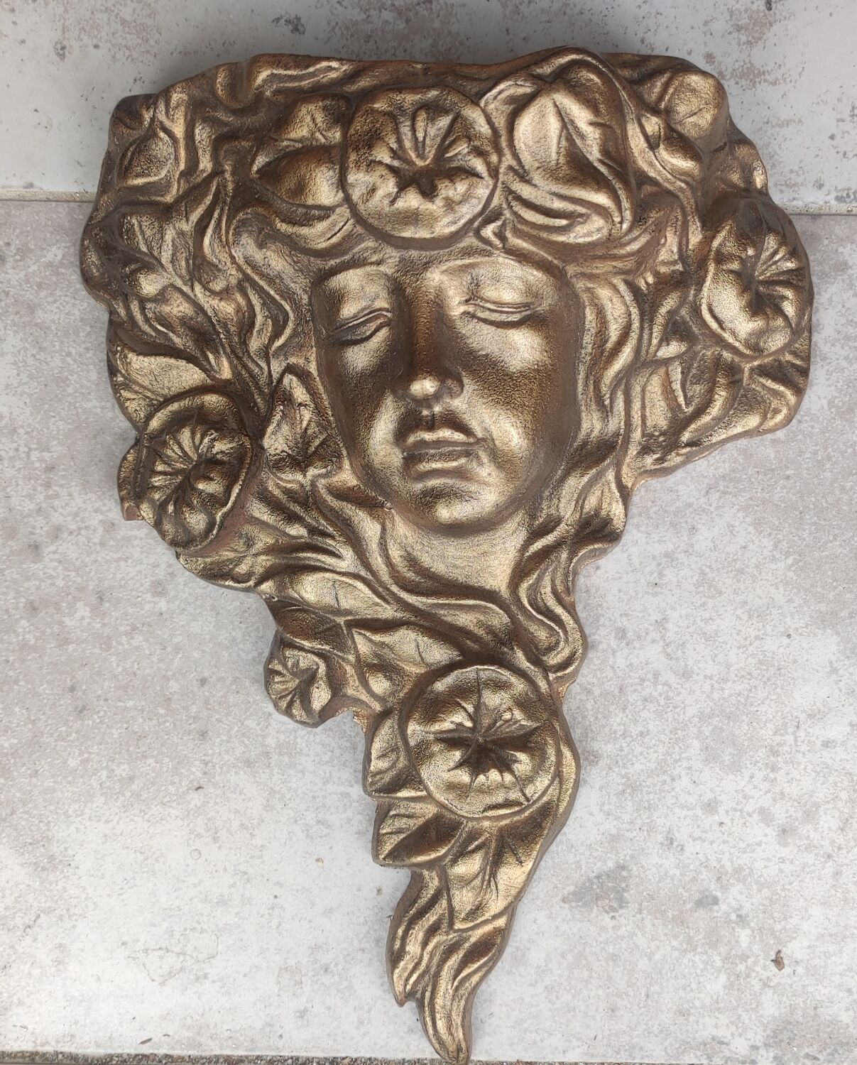 Old large bronze wall ornament Art Nouveau style