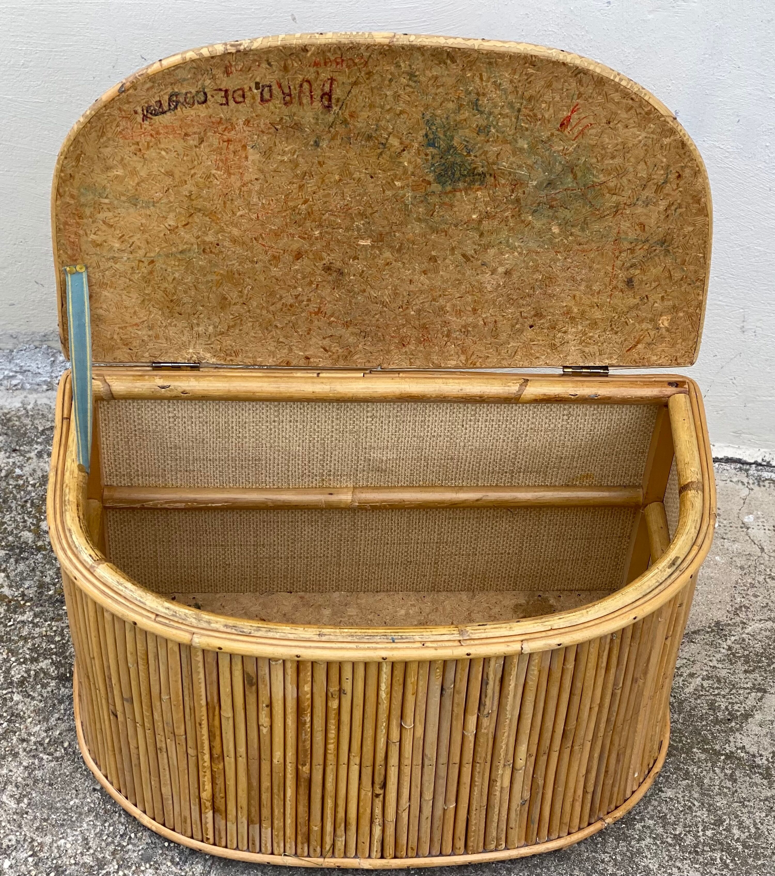 Petit coffre rotin vintage 1960