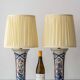 Vintage Belgian Delft Style Table Lamps by Boch with Brass Elements, 1950-1970, New Shades