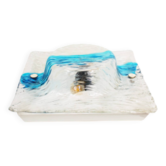 Large and uncommon Murano glass flush mount light by Toni Zuccheri for VeArt, Italy 1970s