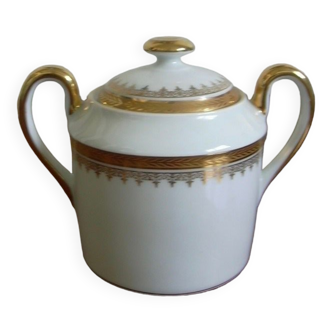 Vintage Limoges Areor Gold Trim China Sugar Bowl