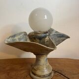 Ceramic lamp with opaline globe