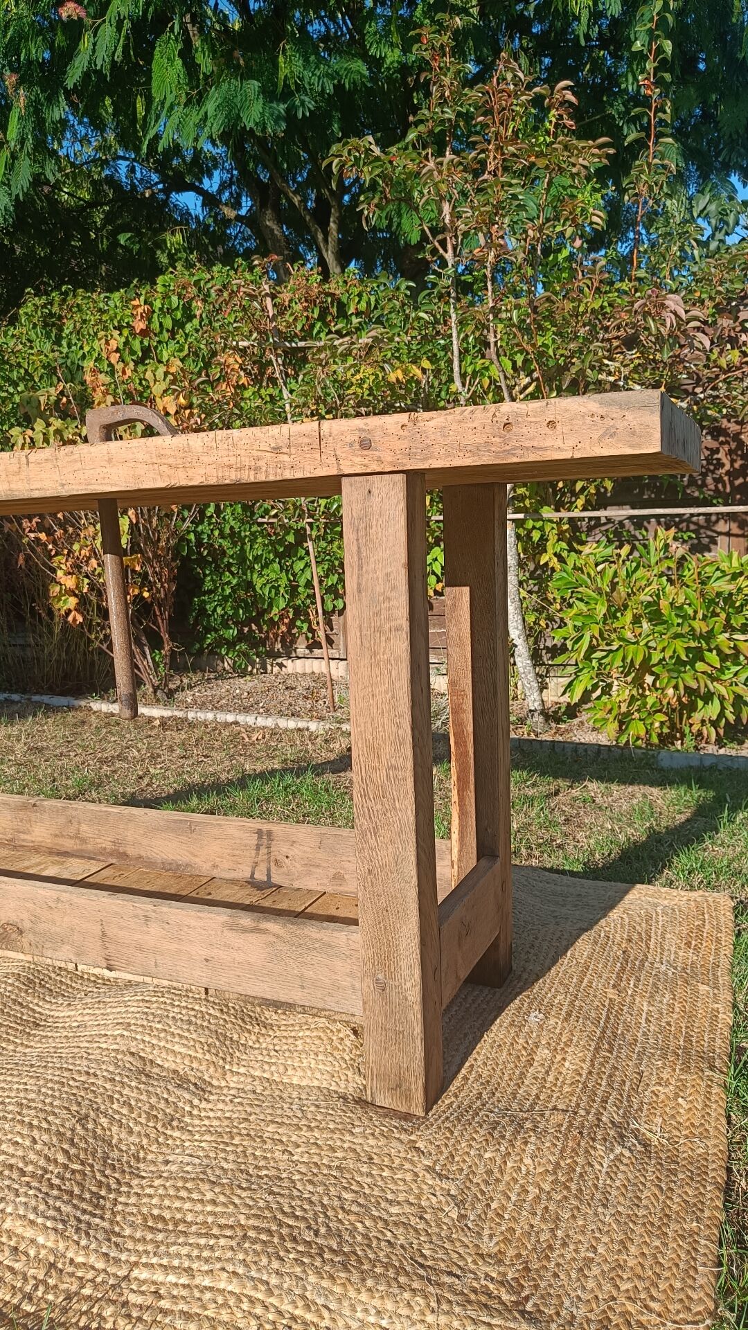 Old workshop bench in solid oak