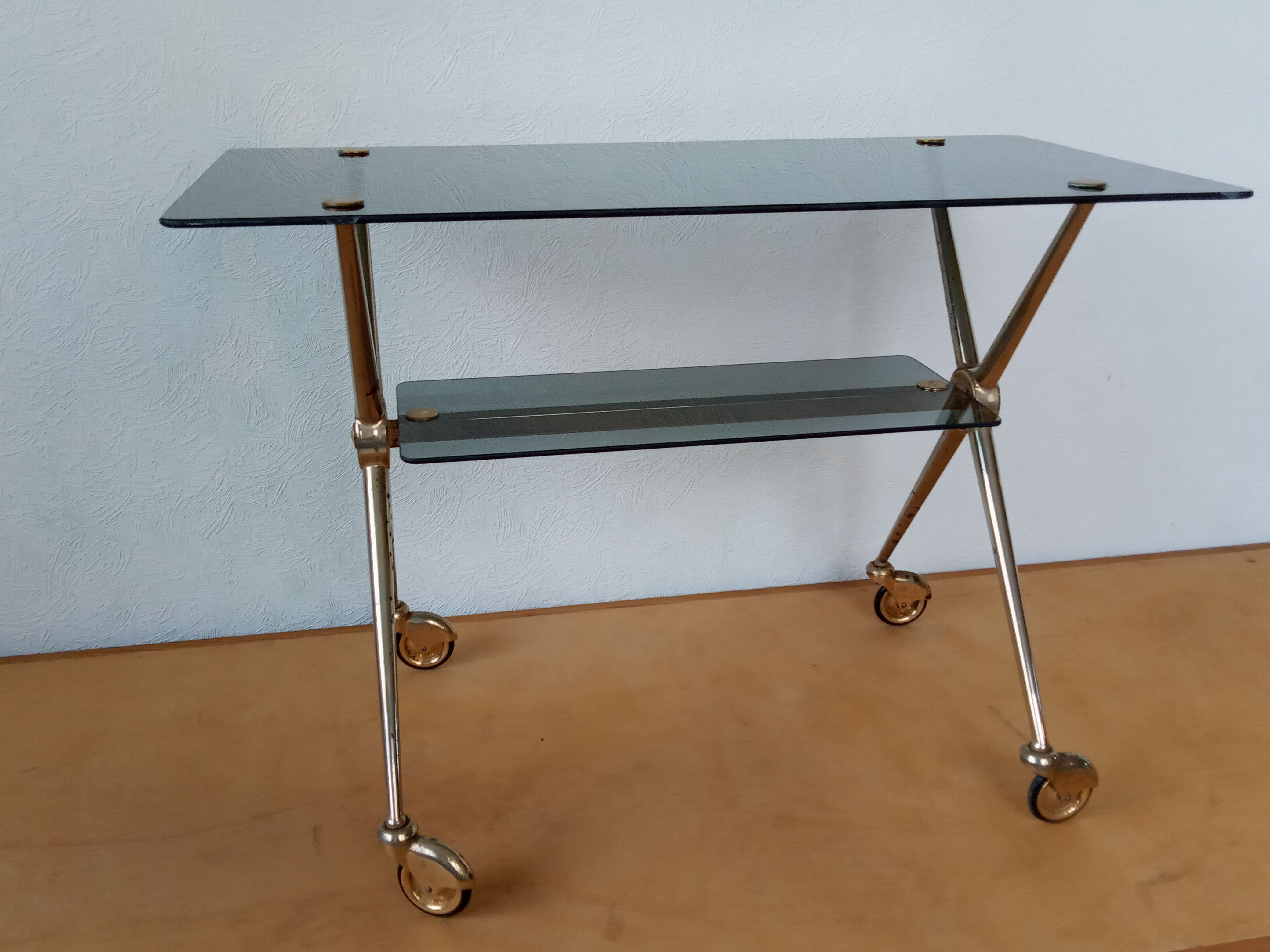 Desserte en verre fumé années 60/70