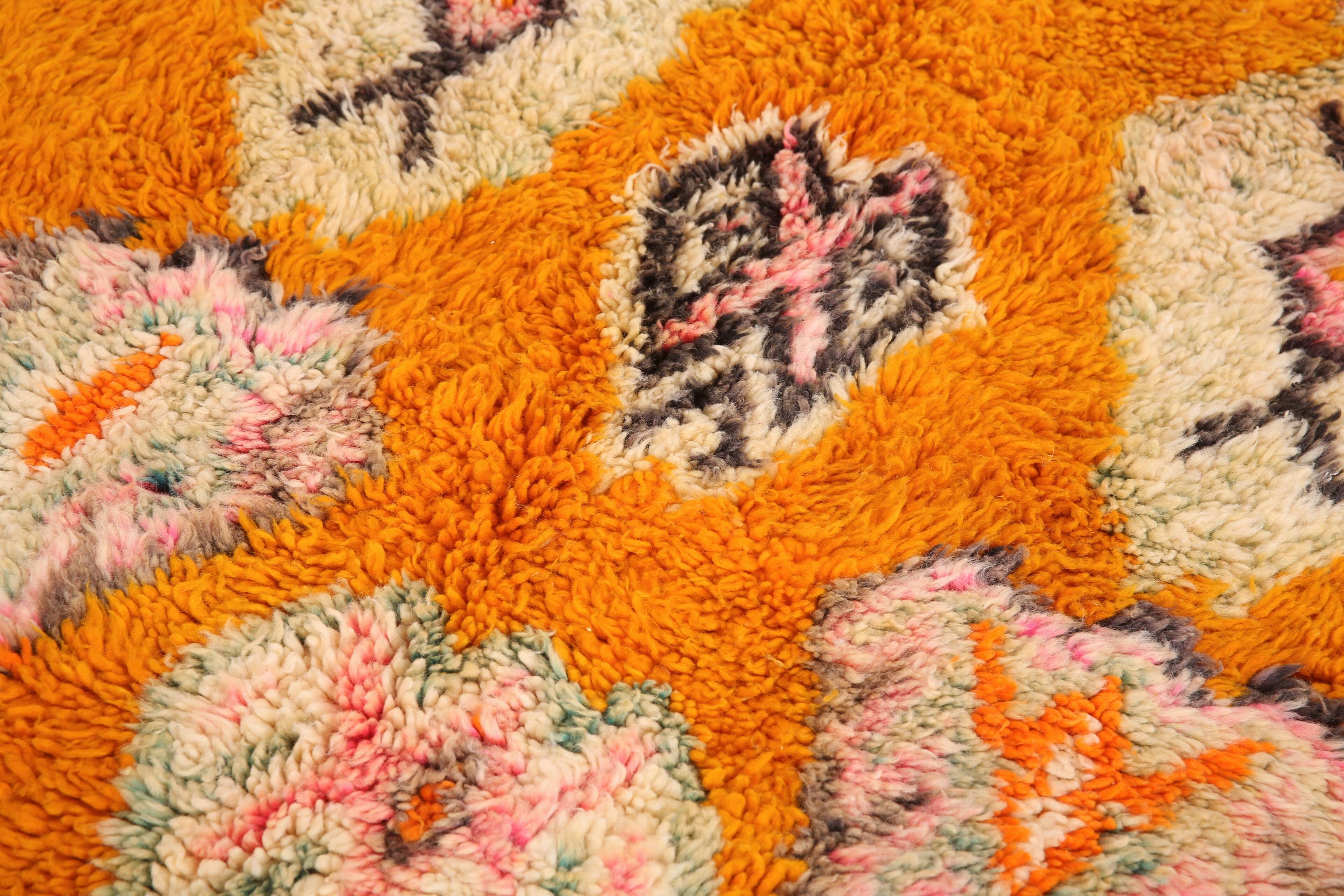 Tapis marocain vintage orange 153 x 228 cm - Authentique tapis berbère fait main