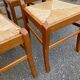 4 medium beech solid wood chairs with rush seats in Louis Philippe style