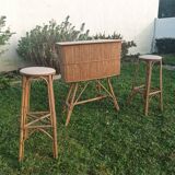 Bar en rotin vintage
