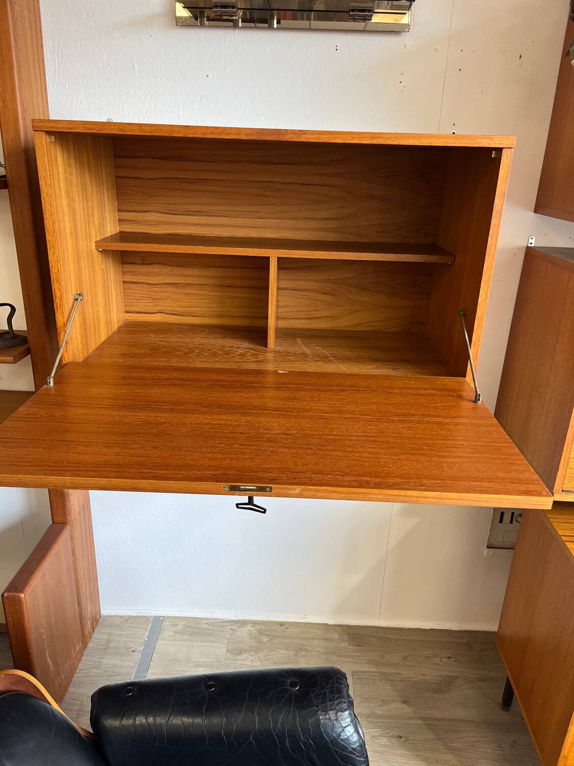 Scandinavian teak wall-mounted secretary from the 1970s