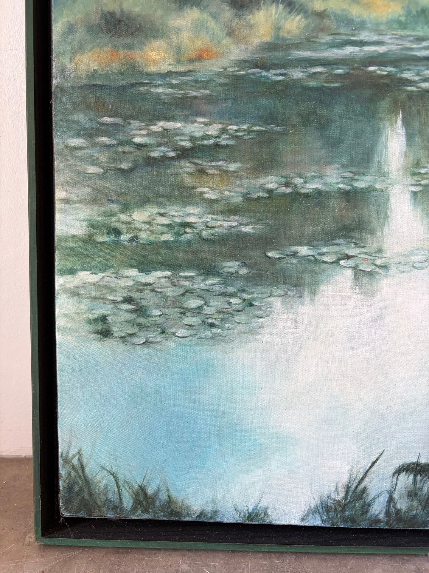 Huile sur toile "Lac aux nénuphars" signée