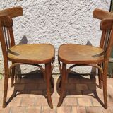 Set of 2 vintage wooden bistro chairs
