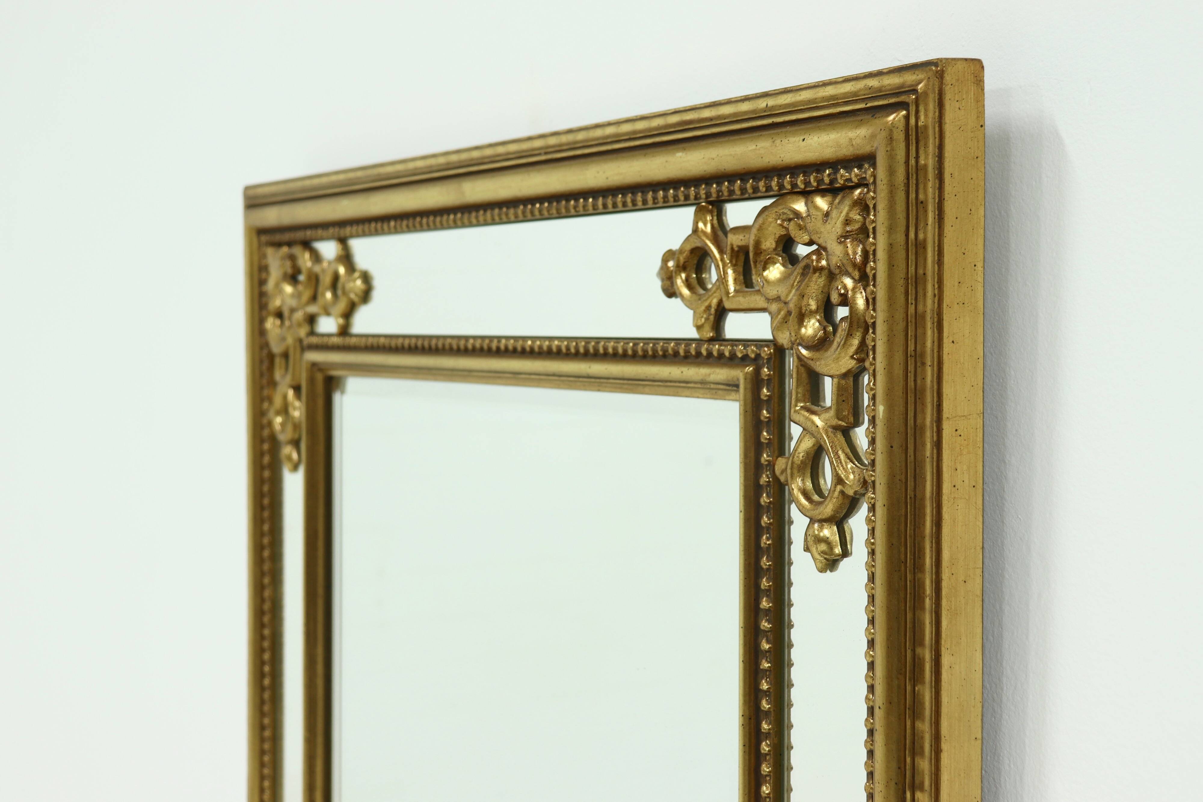 Large Decorative Gold Plated Mirror by Deknudt Belgium 1980s