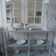 Console vintage 3 plateaux vert de gris