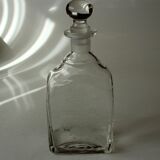 Glass decanter with cut stopper and traditional engraving, vintage from the 1960s