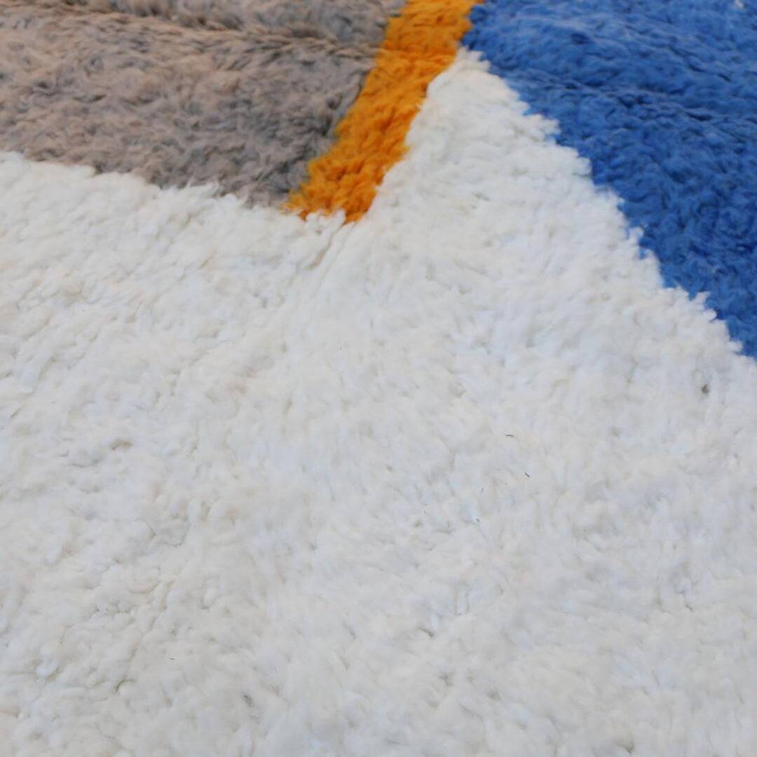 Handmade rug blue, orange, pink, gray, white 250cmx150cm colorful