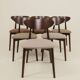 Set of 4 Modern Beech Wood Dining Chair, Herringbone red fabric