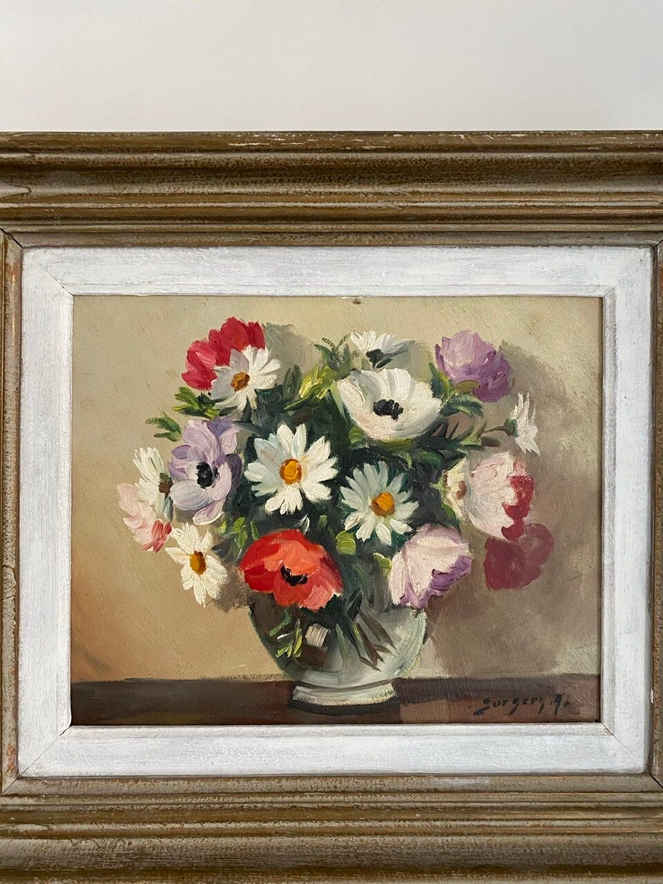 Painting, still life with wildflowers by surgeon 20th century