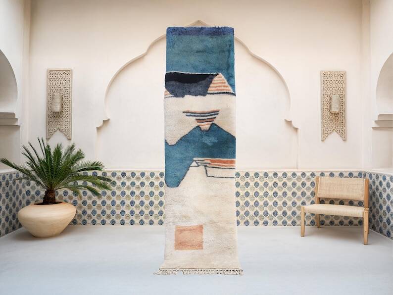 Handmade Moroccan runner rug 300cmx70cm