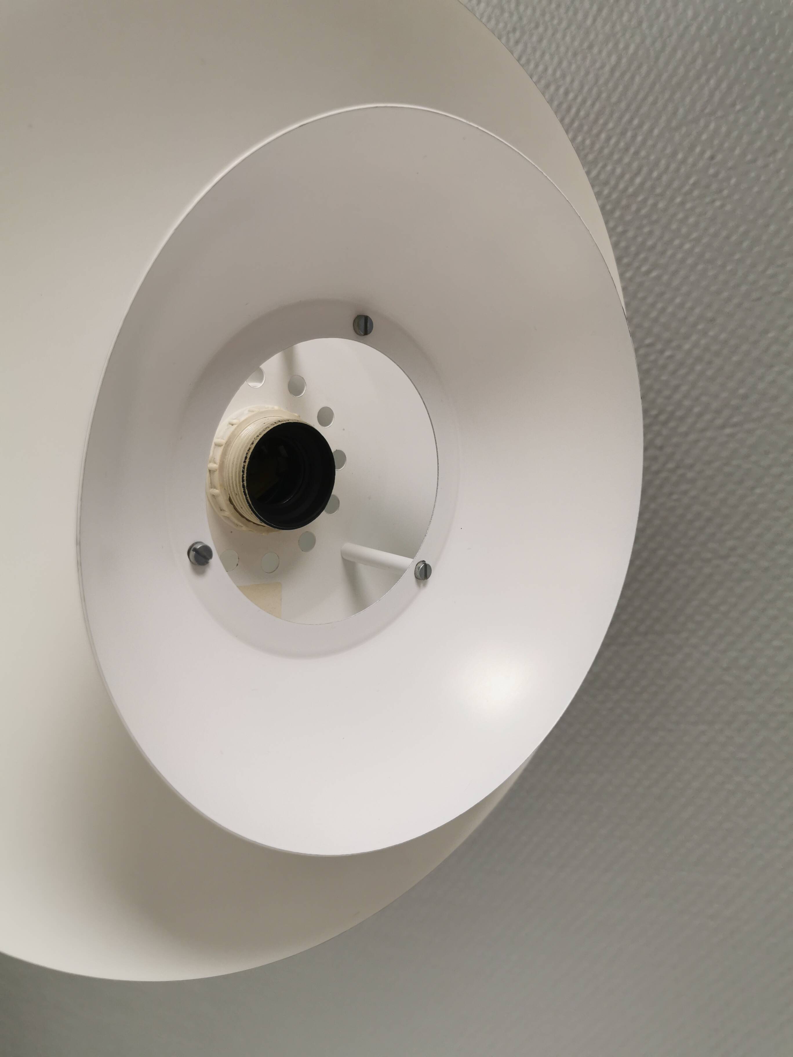 White hanging lamp from the 1980s, produced by Form-Light Denmark.